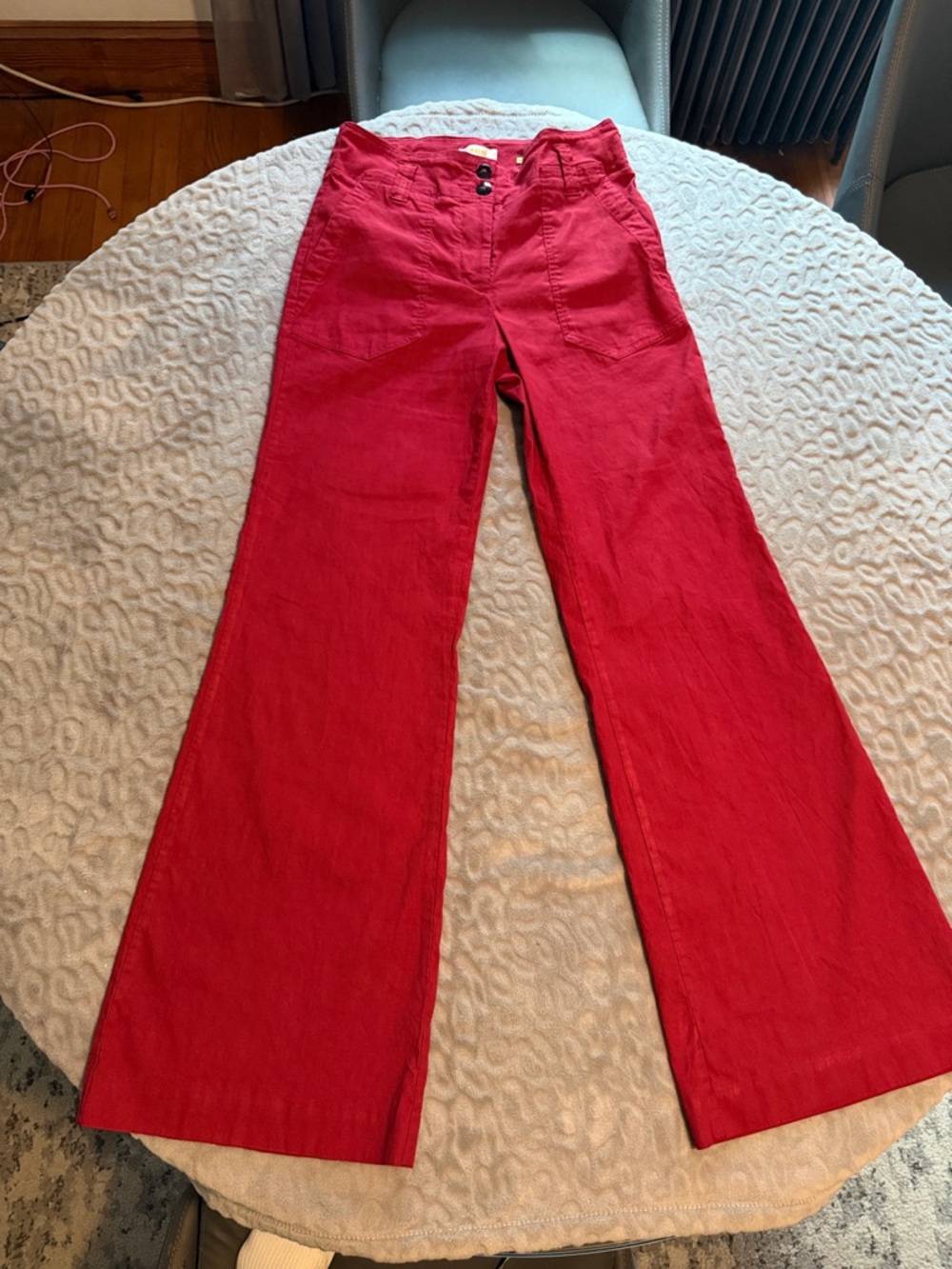 Maeve Red Wide-Leg High-Rise Pants